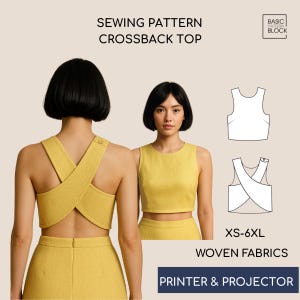 Pdf-naaipatroon top met gekruiste achterkant • Overslag lijfje, beginnersvriendelijk (digitale download) • Maten XXS-6XL