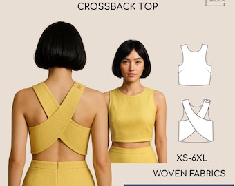 Patrón de costura para blusa cruzada en PDF • Corpiño cruzado, ideal para principiantes (descarga digital) • Tallas XXS-6XL