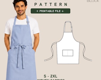 Cooking Apron Sewing Pattern • Chef, Kitchen, Baking (PDF Download) • Sizes S-2XL