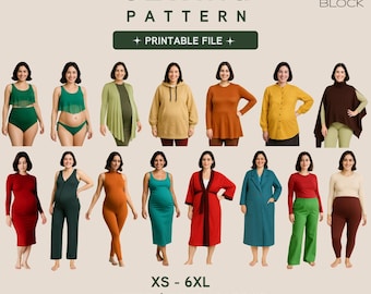 Maternity Sewing Patterns Ebook: 15 Garment Designs (Sizes XS-6XL) (PDF Download)