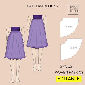 Pdf Full & Half Circle Skirt Sewing Pattern Blocks