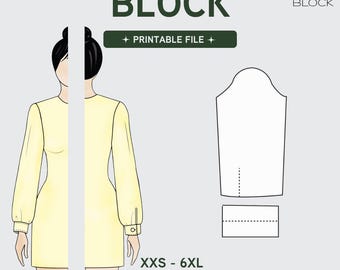 PDF | Shirt Sleeve Sewing Pattern Block | With Cuff | Classic Long Sleeve | XXS-6XL