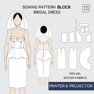 Bridal Corset Dress Pdf sewing pattern | Digital Bridal Dress | Pdf Wedding Dress | Bustier Bodice Dress | SIZES XS-3XL
