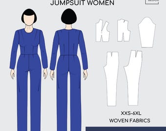 Pdf Jumpsuit Sewing Pattern Block Women's