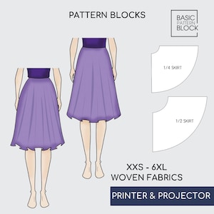 Full & Half Circle Skirt Sewing Pattern Blocks (PDF Pattern Download  • Sizes XXS-6XL