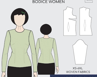 Women's Bodice Sewing PatternNlock • Long Sleeve Sloper (Sizes XS-6XL) (Digital Download)