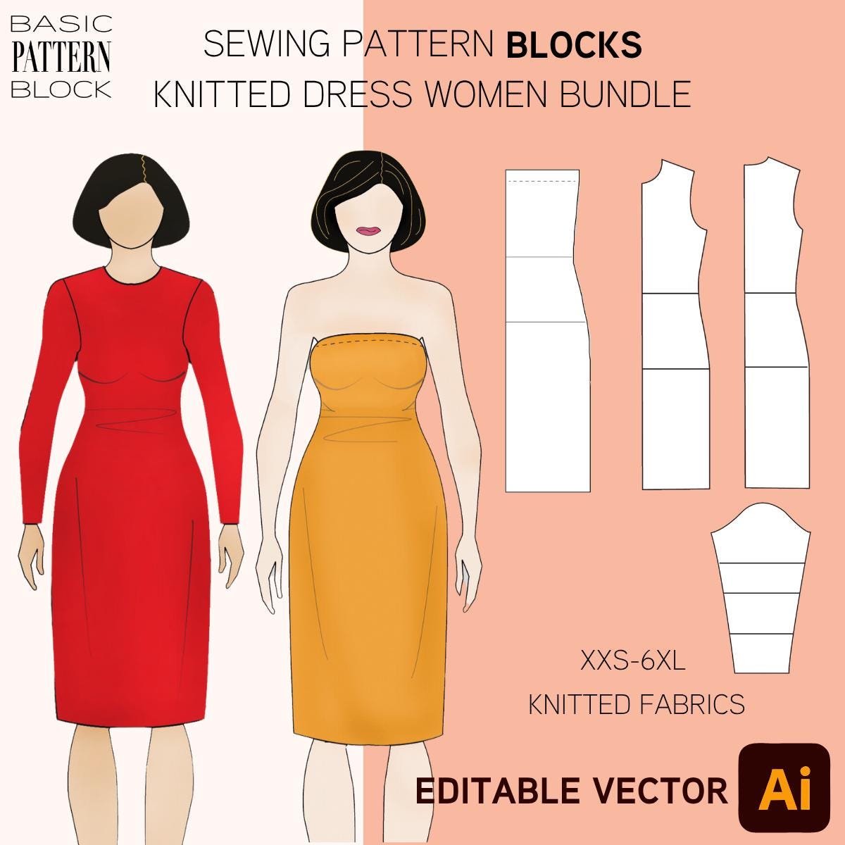 Bodycon Dress Template - Etsy