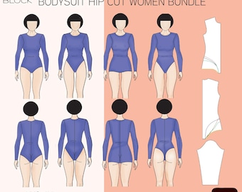 Pdf Leotard Sewing Pattern Block •  4 Leg Cuts Bodysuit (PDF Download) • Sizes XXS-6XL