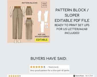 Women's High Waist Straight Trousers Sewing Pattern (PDF