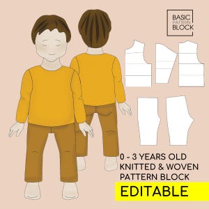 Blok wykrojów gorsetu i spodni dla niemowląt (do pobrania w formacie PDF) • Od noworodka do 3 lat