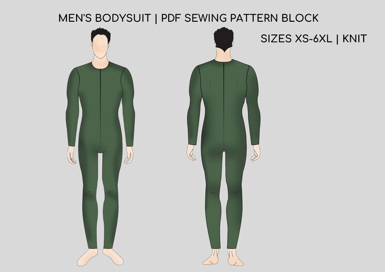 Men's Bodysuit Pattern Basic Pdf Sewing Pattern Block Etsy
