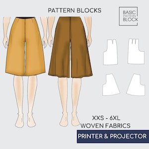 Pdf Jupe Culottes Sewing Pattern Block •  Womens A-Line Flared Skirt Jupe • Sizes: XS-6XL