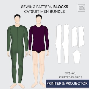 Men&#39;s Bodysuit Sewing Pattern, Pdf Dance Leotard, Catsuit | Sewing Pattern Sloper/Block | Sizes |XS-6XL| Knit