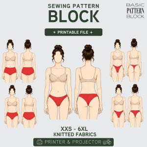 PDF | Bikini Bottom Sewing Pattern Block Bundle | 5 Leg Cuts | Swimwear Underwear | XXS-6XL