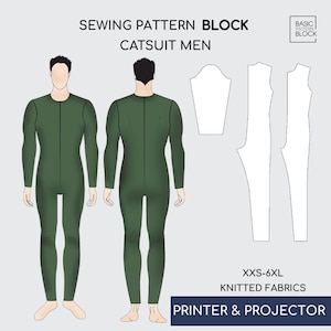 Men&#39;s Pdf Bodysuit Pattern | Leotard Mens Pattern | Basic Men&#39;s Sewing Pattern Block | Mens unitard dance pattern|Sizes Regular & Plus Sizes
