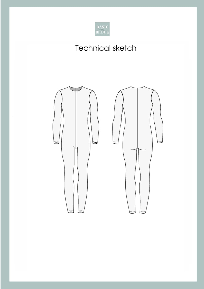 Men's Bodysuit Pattern Basic Pdf Sewing Pattern Block Etsy