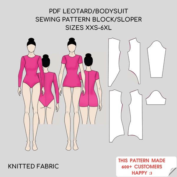Leotard Pdf Sewing Pattern Block | Bodysuit, Cosplay, Swimsuit, Jumpsuit Fitness Sloper/ Block Sizes XS-6XL, Knit