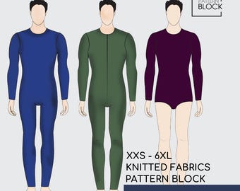 Pdf Men's Bodysuit Sewing Pattern: Knit Leotard, Long Sleeve Catsuit