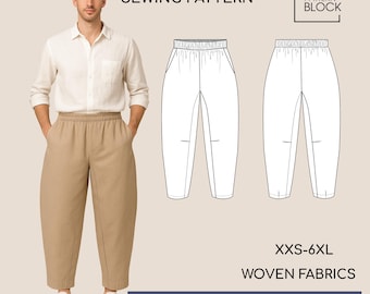 Pdf Mens Barrel Pants Sewing Pattern • Baggy Fit Trousers • Sizes XXS-6XL