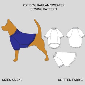 Dog Raglan Sweater Pdf Sewing Pattern | Sizes XS-3XL | Knitted fabric