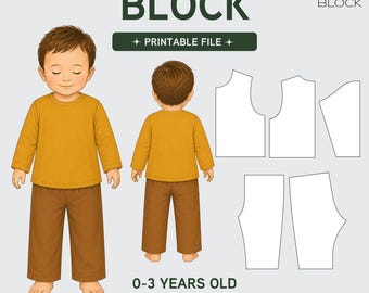 PDF | Baby Infant Bodice & Pants Sewing Pattern Block Bundle | Boys/Girls | Ages 0-3 Years