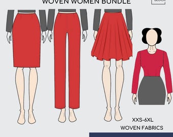 Basic Sewing Pattern Blocks Bundle • Bodice, Skirt, Pants, Sleeves  (PDF Download) • Sizes XXS-6XL,