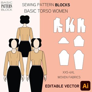 Patrón de costura para corpiño de mujer en PDF • Vestido recto con mangas • Tallas XS-6XL