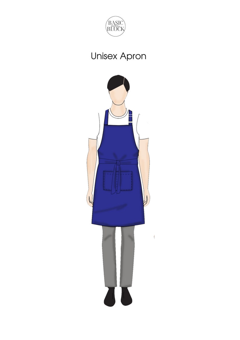 Pdf Cooking Apron Sewing Pattern and Tutorial Pdf Chef aprons Kitchen apron Baking Cooking Chef Regular & Big Sizes Woven image 4