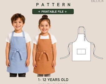 Kid's Pdf Apron Sewing Patter (PDF Download) • Age: 1-12