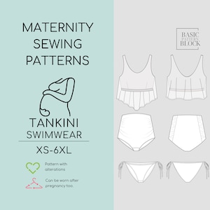 Maternity Pregnancy Swimwear Sewing Pattern | Maternity Tankini | Maternity Bikini | Pregnancy Swimwear| Patterns for pregnancy Sizes XS-6XL