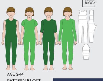 Patrón de costura para mono sin costuras para niños • Malla, mono (descarga en PDF) • Tallas 2 a 14 años