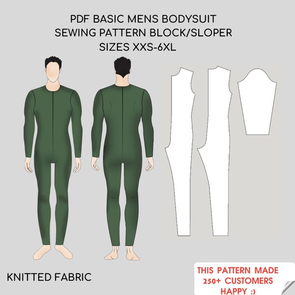 Men's Pdf Bodysuit Pattern | Leotard Mens Pattern | Basic Men's Sewing Pattern Block | Sizes Regular & Plus Sizes