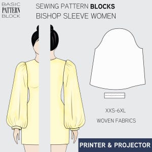 Bishop Sleeve Sewing Pattern Block: Easy Puffy Sleeve (XXS-6XL) (PDF Download)