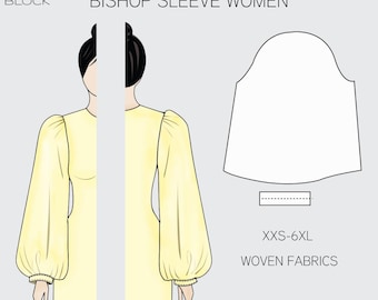 Bischof Schnittmuster für Ärmel: Einfache Puffy-Ärmel (XXS-6XL) (PDF Download)