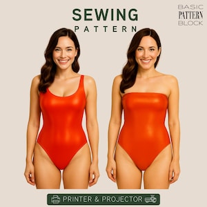 Pdf Swimsuit Sewing Pattern • One-Piece Swimwear• Strapless Bathing Suit • Sizes: XXS-6XL