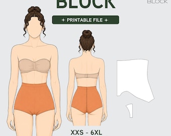 PDF | Shapewear Sewing Pattern Block | High Waist Bodysuit Swimsuit Yoga Shorts | XXS-6XL