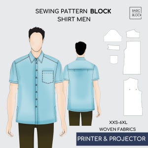 Oversized Button Up Men&#39;s Shirt | Printable Pdf Sewing Pattern Sloper/Block | Sizes (Regular & Plus) XXS- 6XL | Woven Fabric