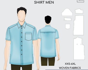Oversized Button-up Men's Shirt Sewing Pattern Block (PDF Download