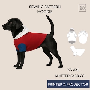 Dog Hoodie T-shirt Printable Pdf Sewing Pattern | Sizes XS-3XL | Knit
