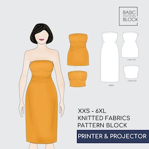 Strapless Tube Sewing Pattern Dress, Midi Tube Pdf, Pdf Strapless Top, Digital Sewing Pattern, Instant Download with 11 Printable Sizes
