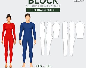PDF | Seamless Catsuit Sewing Pattern Bundle | No Front Seam | Men & Women | XXS-6XL