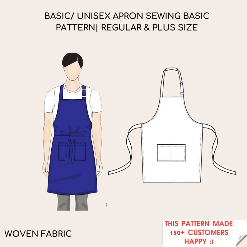 Pdf Cooking Apron Sewing Pattern and Tutorial Pdf Chef aprons Kitchen apron Baking Cooking Chef Regular & Big Sizes Woven image 1