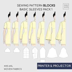 PDF Sleeve Sewing Pattern Pack Vol 1 | Women Basic Sleeve Sewing Bundle |  Sleeve sloper Package | Cosplay Sleeve Patterns | Sizes XXS-6XL
