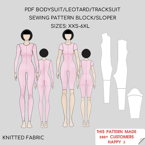 Catsuit Pdf Sewing Pattern Sloper/ Block | Leotard Bodysuit | Cosplay | Swimsuit, Jumpsuit Fitness | For Women | Sizes XXS-6XL