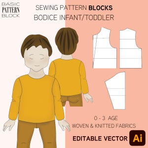 Bloc à motifs pour corsage pour bébé • Nouveau-né à 3 ans • Patron PDF