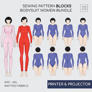 Bodysuit Leotard Sewing Pattern: 6 Styles, Catsuit, No Front Seam (PDF Pattern, XXS-6XL