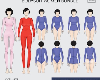 Bodysuit Leotard Sewing Pattern: 6 Styles, Catsuit, No Front Seam (PDF Pattern, XXS-6XL