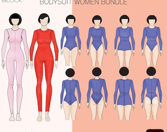 Patrón de costura para body de malla (6 estilos, corte para 4 piernas) (Descarga PDF) XXS-6XL