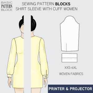 Bloc à patrons de couture pour manches avec revers • Sloper basique (téléchargement PDF) • Tailles XXS-6XL