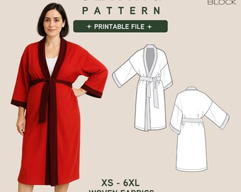 Maternity Kimono Sewing Pattern • Pregnancy Wrap Coat (PDF Download) • Sizes XS-6XL